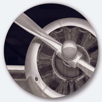 Travel by Air Grey Plane - Transportation Metal Circle Wall Art